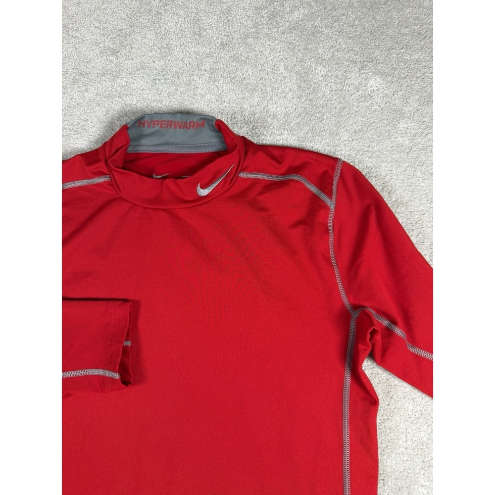 Nike Pro Team Therma Compression Mock Neck Long Sleeve Shirt Mens Medium Red
